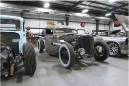  ??  ?? THIS ’37 FORD IS SLAMMED AND FEATURES A PRETTY WICKED CHOP. THE SEAT WAS ALSO BUILT IN-HOUSE AT HUBCAPS.