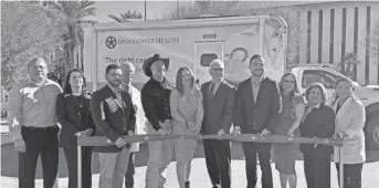  ?? EMA SASIC/ THE DESERT SUN ?? Eisenhower Health and elected officials and benefactor­s joined the ribbon cutting ceremony for the hospital's first medical mobile van on Feb. 12.