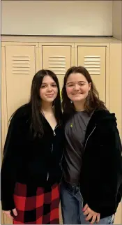  ?? PHOTO BY SOPHIA STANTON ?? Teacher Cadets Ariana Birchall (left) and Jacqueline Goulette (right) share a moment before heading to the elementary schools.