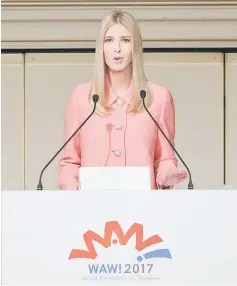  ??  ?? Ivanka delivers a speech at World Assembly for Women: WAW! 2017 conference in Tokyo. — Reuters photo