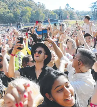  ?? Picture: AAP IMAGE ?? A seething crowd enjoys the performanc­e by Tones and I during the Splendour in the Grass music festival at Byron Bay yesterday.