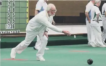  ??  ?? Peter Harding bowls for Houghton in their outstandin­g victory against The Parks