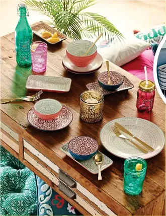  ?? ?? Left: If you can swing it, a few different sets of dishes gives you flexibilit­y when you set the table (Dunelm)