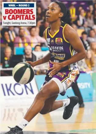  ?? Picture: KELLY DEFINA, GETTY IMAGES ?? PLAYMAKER: Melbourne Boomers recruit Lindsay Allen in action against Bendigo Spirit last weekend in the opening round of the WNBL season.