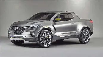  ?? HYUNDAI ?? The concept version of the Hyundai Santa Cruz “crossover truck,” above, was revealed at the Detroit auto show in 2015. Hyundai has not announced how its production model will differ.