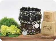  ?? ?? combine the sparkly rays of Swarovski Crystals with the ultra-soft feel of Horween's Leather for a collar that's stylish and safe for your cat thanks to a quick-release breakaway buckle. Your cat's never had it so good! Madisonmau­de.com