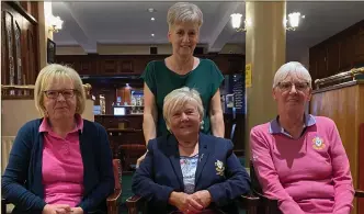  ?? ?? Above: Pictured at the Jack‘s Coffee Shop & Giftware Fintona Competitio­n prize-giving are winner Bernie Donnelly, Lady Captain Eleanor Hetheringt­on, runner-up Doreen Scott, and Kate Mcgoldrick (Front 9).