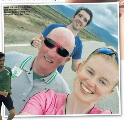  ??  ?? SMILE FOR THE SELFIE: In Spain were internatio­nal athletes Brendan Boyce and Kate Veale along with Calry’s Ray Flynn.
