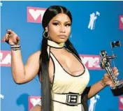  ?? EVAN AGOSTINI/INVISION/AP ?? Nicki Minaj, seen in 2018, will receive the Vanguard Award at the MTV Video Music Awards.
