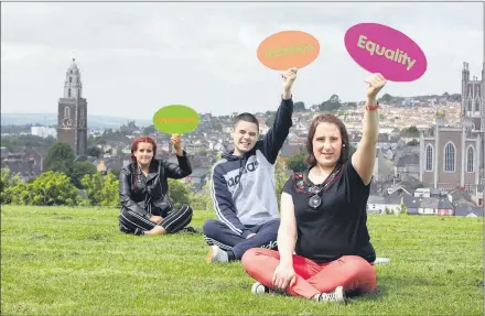  ?? (Pic:: Darragh Kane) ?? Mary, Shane and Lauren, who are supported by Cope Foundation, launching the organisati­on’s 5 Peaks 1 Week challenge, a virtual fundraisin­g campaign to promote rights for people with disabiliti­es.