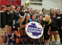  ?? Jeremy Stewart / Rome News-Tribune ?? The Coosa volleyball team and coaches pose for a group photo after winning the Class AA state championsh­ip Saturday at Holy Innocents’ Episcopal School in Atlanta.