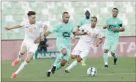  ??  ?? Action from the Al Ahli and Umm Salal QNB Stars League match played at the Al Ahli Stadium on Tuesday.