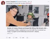  ?? SOURCE: TWITTER ?? This is the November 16 tweet by Leean Tweeden that accused Sen. Al Franken of sexual assault. The fallout from this and other accusation­s led the senator to quit Thursday.