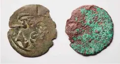  ??  ?? ABOVE LEFT: A Kilwa coin bought online (left) and the suspected example found in Australia. ABOVE RIGHT: The rare coin depicting Ulpius Cornelius Laelianus.