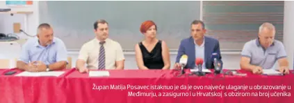  ??  ?? Župan Matija Posavec istaknuo je da je ovo najveće ulaganje u obrazovanj­e u Međimurju, a zasigurno i u Hrvatskoj s obzirom na broj učenika