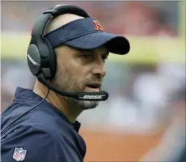  ?? ANNIE RICE — THE ASSOCIATED PRESS FILE ?? Bears head coach Matt Nagy watches during a preseason game against the Kansas City Chiefs in Chicago. The Chicago Bears come into the playoffs with an NFC North title after four straight last-place finishes, nine wins in 10 games and a belief that anything is possible in their first year under Nagy.