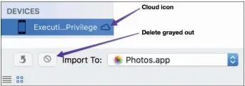  ??  ?? Image Capture won’t let you delete photos or videos for devices using iCloud Photo Library