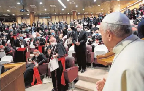  ?? // AFP ?? El Papa Francisco, ayer en el Sínodo de Obispos