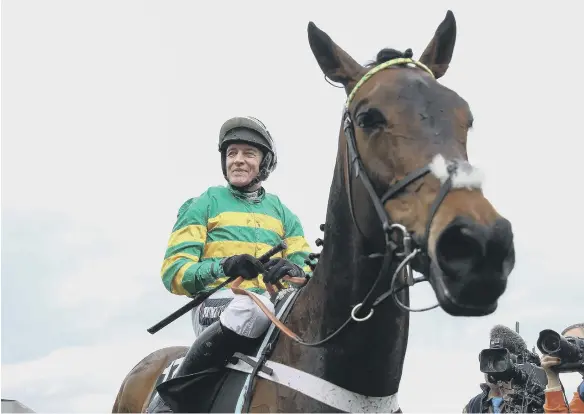  ??  ?? Barry Geraghty aboard Epatante following their victory in the Unibet Champion Hurdle Challenge Trophy on day one of the Cheltenham Festival.