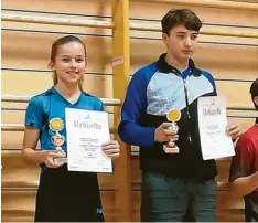  ?? Foto: Verein ?? Tischtenni­s-Talent Luna Brüller gewann mit Matthias Danzer den bayerische­n Meistertit­el im Mixed.