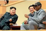  ??  ?? North Korean leader Kim Jong-un, left, and US basketball­er Dennis Rodman discussed many things, but not politics.