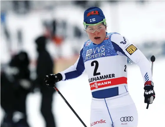  ?? FoTo: EPA/TERJE BENDIKsBY ?? Lyckad dag. Krista Pärmäkoski var för andra gången i karriären tvåa i en sprint i världscupe­n.