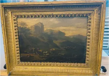  ?? AP PHOTO/CLAIRE SAVAGE ?? The 18th century painting “Landscape of Italian Character” by Vienna-born artist Johann Franz Nepomuk Lauterer is shown Thursday in Chicago. After going missing nearly 80 years ago, the baroque landscape painting was returned to a German museum.