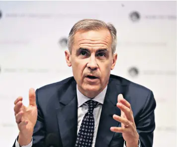  ??  ?? The Governor: the Bank of England’s Mark Carney is loath to raise interest rates higher