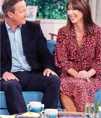  ??  ?? Soft sofa charm: The Camerons on ITV’s This Morning yesterday