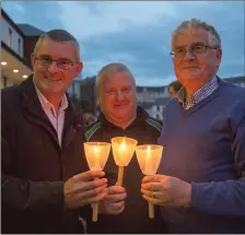  ?? Padraig Sugrue, Michael Moriarty and Dermot Crowleyat the Ashe memorial parade in Tralee on Monday night. ??