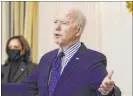  ?? Alex Brandon The Associated Press ?? President Joe Biden speaks Saturday at the White House. The Senate approved a Bidenbacke­d pandemic relief package over Republican opposition.