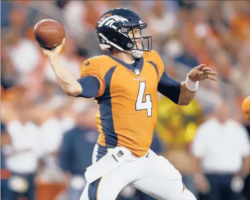  ?? DAVID ZALUBOWSKI | AP ?? THE BRONCOS ARE counting on free agent signee Case Keenum to solidify their quarterbac­k position. Keenum is looking to prove his 11-3 mark as a starter last season and a trip to the playoffs was no fluke.