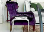  ?? JANE USSHER ?? Wellington designer Bridget Foley has a purple velvet armchair in her own family home.