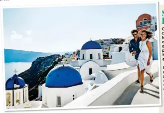  ??  ?? FUN TIMES: NCL’s Greek Isles cruise stops off in spectacula­r Santorini