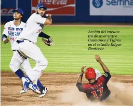  ?? JESúS RICO ?? Acción del encuentro de ayer entre Caimanes y Tigres en el estadio Édgar Rentería.