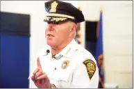  ?? Ned Gerard / Hearst Connecticu­t Media file photo ?? Then- Police Chief Armando “A. J.” Perez speaks during an interview at the Police Training Academy in 2019, in Bridgeport.