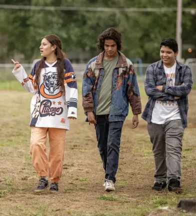  ?? ?? 1 From left: Devery Jacobs as Elora Danan, Dalton Cramer as Daniel, Paulina Alexis as Willie Jack, D’Pharaoh Woon-ATai as Bear and Lane Factor as Cheese.