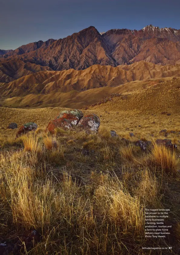  ??  ?? This rugged landscape has proven to be the backbone to multiple family businesses – farming, textile production, tourism and a farm-to-plate home delivery meat business. Photo Tony Hewitt.