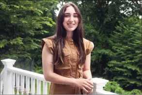  ?? Ned Gerard / Hearst Connecticu­t Media ?? Ella Feuerstein poses outside her family’s home in Weston, Aug. 9, 2021.