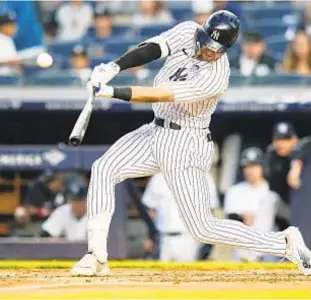  ?? AP ?? Yankees outfielder Joey Gallo is starting to see better results at the plate after a rough start to the season.