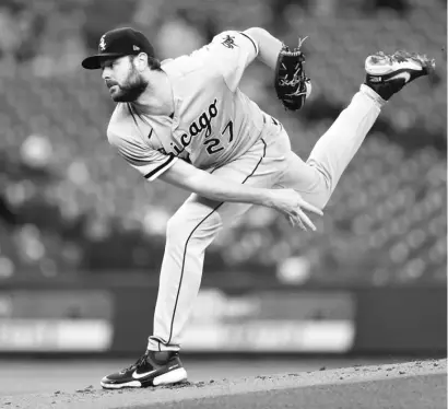  ?? STEPH CHAMBERS/GETTY IMAGES ?? Lucas Giolito allowed three runs in the third inning Tuesday, but he wasn’t helped by his defense.