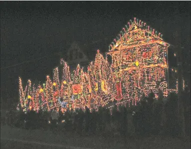  ?? Hearst Connecticu­t Media file photo ?? A nighttime view of Merriman’s Christmas house on Main Street in Torrington. The historic 1900 house, known for its Christmas light display, is scheduled for a foreclosur­e auction on Nov. 3.