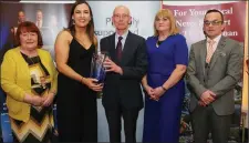  ??  ?? Bríd O’ Sullivan presenting an Adult Club Person Award to John Holland of Mallow Athletic Club with committee member Bridie Murphy, Corkman GM Siobhan Murphy and Pat Whelan.