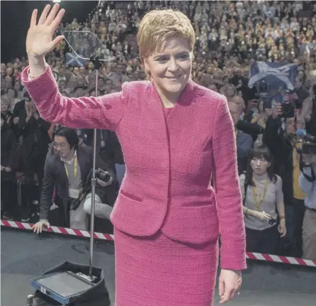  ?? PICTURE: AFP/GETTY IMAGES ?? 0 Nicola Sturgeon has played to the gallery at past conference­s, getting rapturous applause