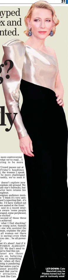  ??  ?? LET-DOWN: Cate Blanchett may be Pilates-honed but her part is ‘curiously weak’