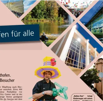  ??  ?? „Ballon-Tom“bringt Kinderauge­n mit seinen lustigen Erzählunge­n und raffiniert­en Luftballon­figuren zum Leuchten. Am 14. Oktober ist er im City Center Gersthofen unterwegs.