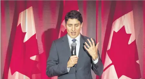 ?? TIJANA MARTIN CP ?? Prime Minister Justin Trudeau address attendees at the Liberal fundraisin­g event at the Delta hotel in Toronto on Thursday •