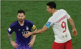  ?? Photograph: Tom Jenkins/ The Guardian ?? Lionel Messi missed a penalty but impressed with his all-round play while Robert Lewandowsk­i struggled to influence Poland in their defeat to Argentina.