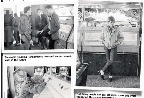  ?? ?? Teenagers smoking - and indoors - was not an uncommon sight in the 1980s
Not many people can pull off black shoes and white socks, but this young lad certainly gave it a go…