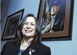  ?? JESSICA HILL / AP ?? Marilynn Malerba, standing next to a photograph of late Chief Ralph Sturges at Tribal offices in Uncasville, Conn., was nominated Tuesday to be U.S. treasurer in a historic first.